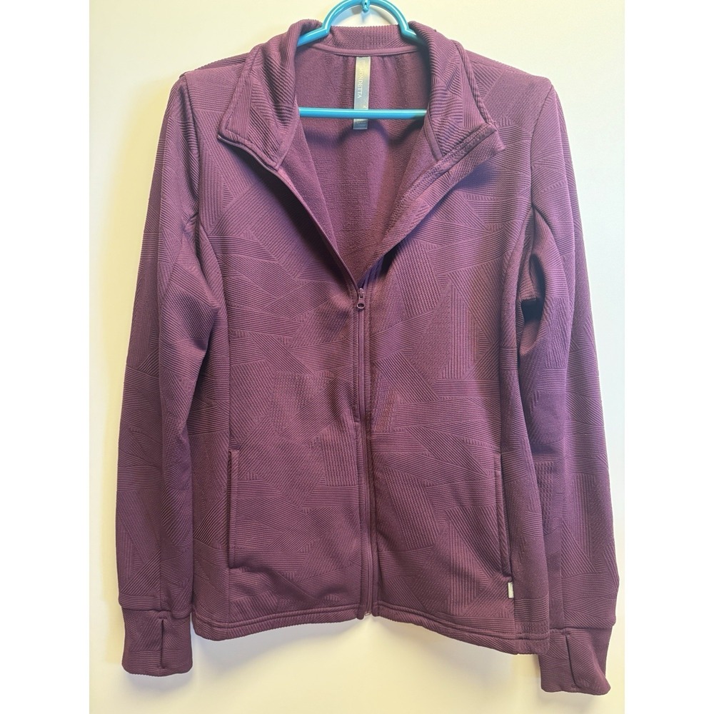 mondetta womens jacket xl plum color. full zip. pockets. thumb holes.‎ ribbed.
